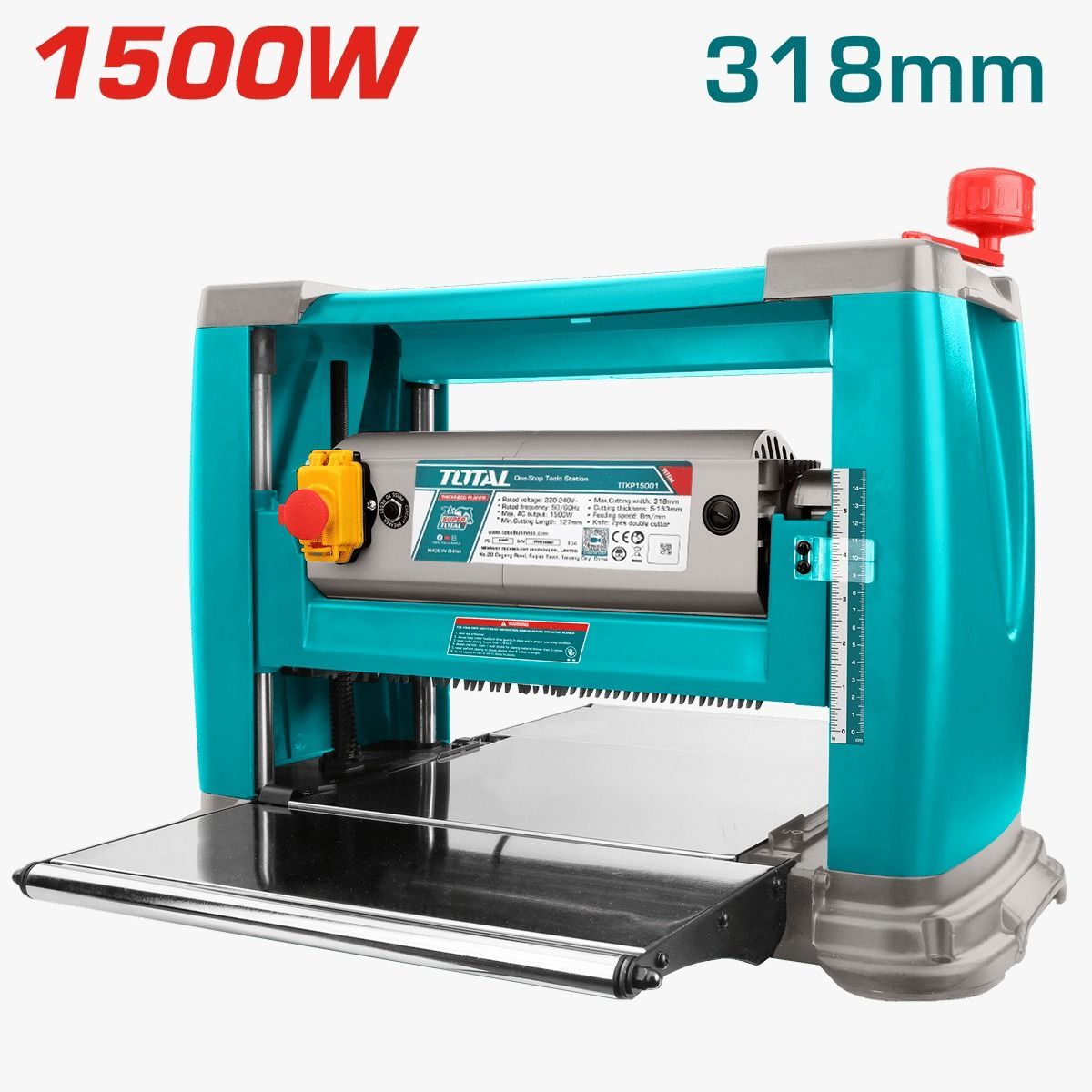 Cepilladora de espesor Teal 1500W con mesa de alimentación abierta y capacidad de 318 mm
