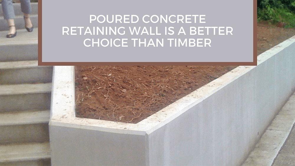 Poured concrete retaining wall