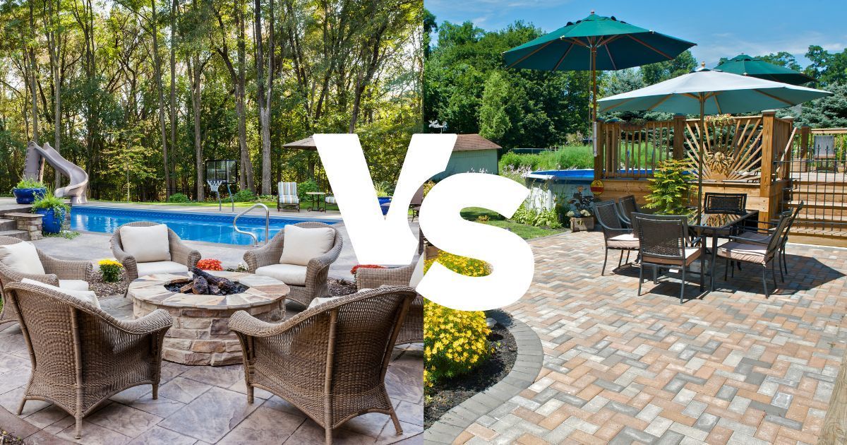 Stamped concrete patio vs paver patio