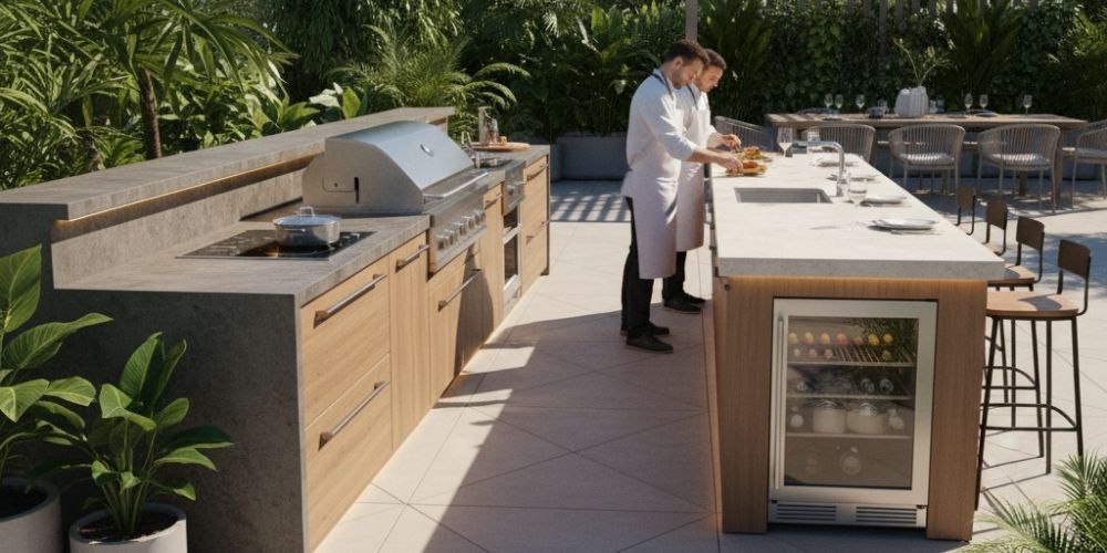 double gallery outdoor kitchen idea