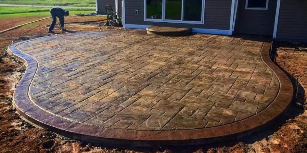 Stamped concrete installation