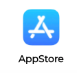A blue app store logo on a white background.