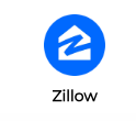The zillow logo is in a blue circle on a white background.