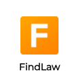 The logo for findlaw is an orange square with the letter f in it.
