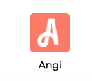 The letter a is in a square with the word angi below it.
