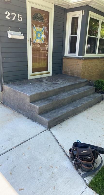 Stamped concrete front porch and steps