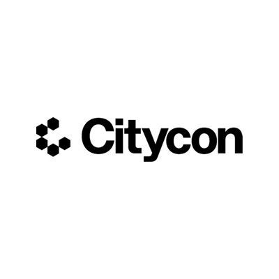Cityconin logo, jossa on mustien muotojen rykelmä ja sana 