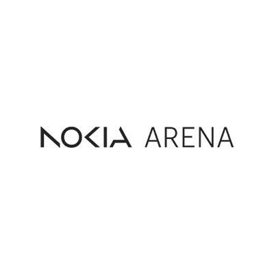 Nokia Arena -logo mustalla tekstillä, jossa 