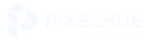Pixelhue-logo geometrisella muodolla ja tekstillä.