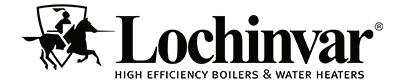 Lochinvar logo with knight on horse and tagline “High Efficiency Boilers & Water Heaters”