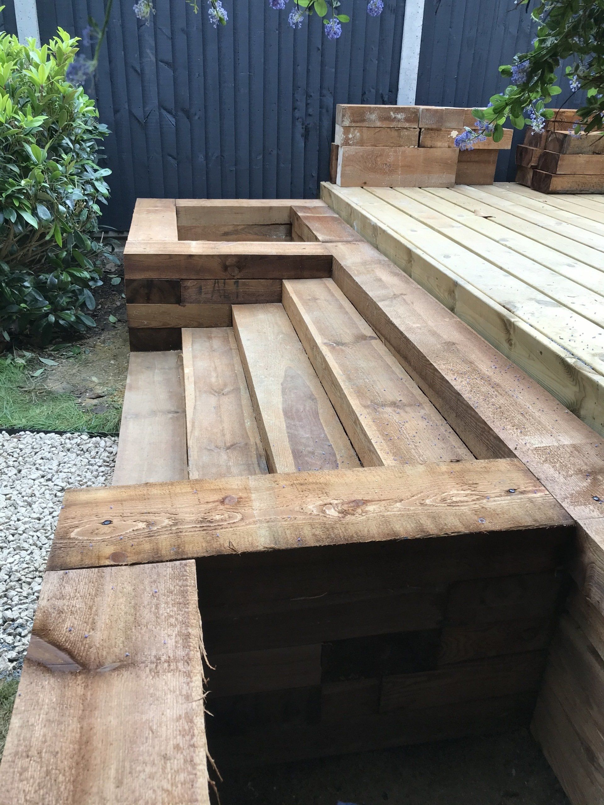 Sleeper steps and raised beds