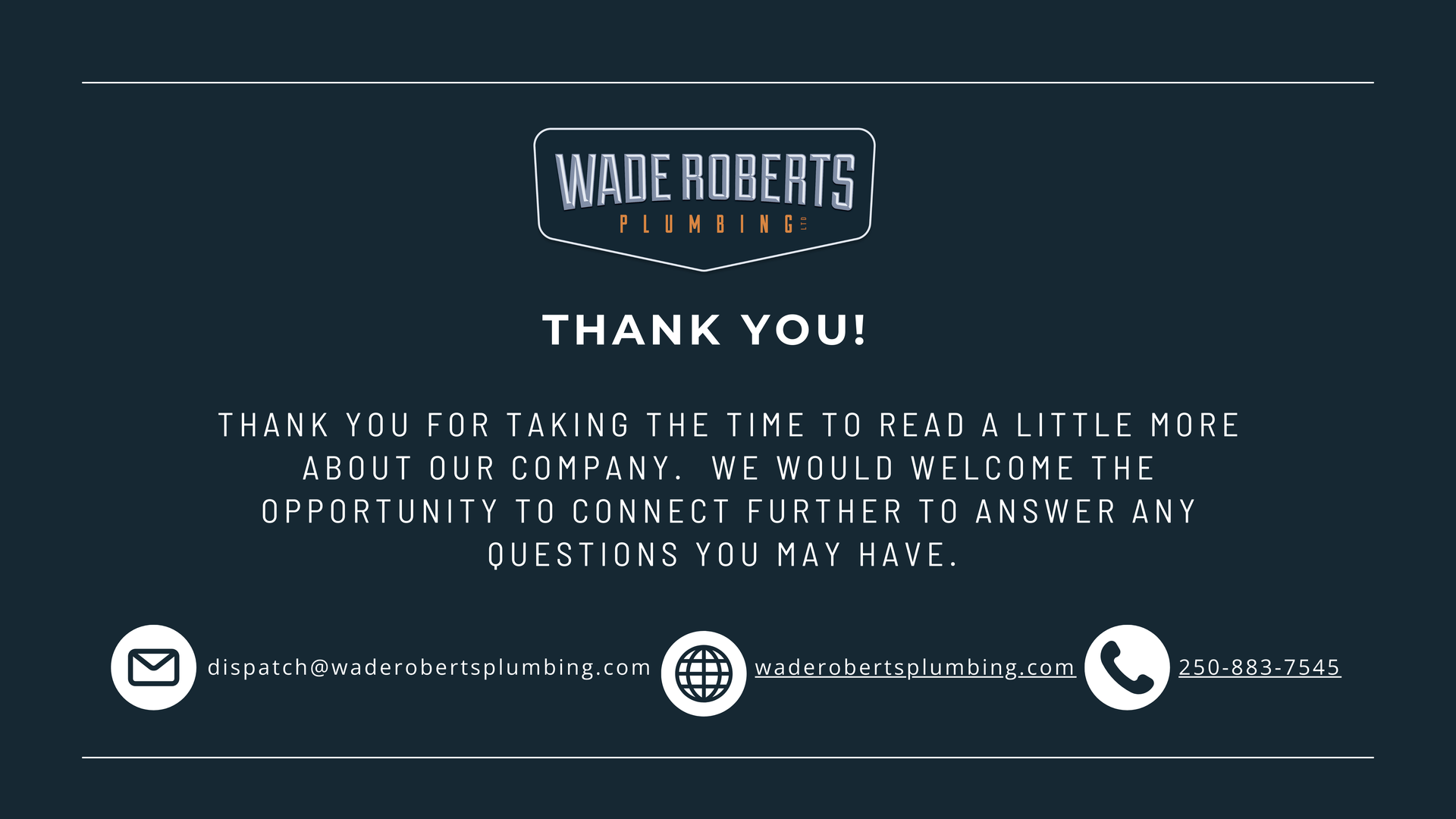A thank you card for wade roberts furniture