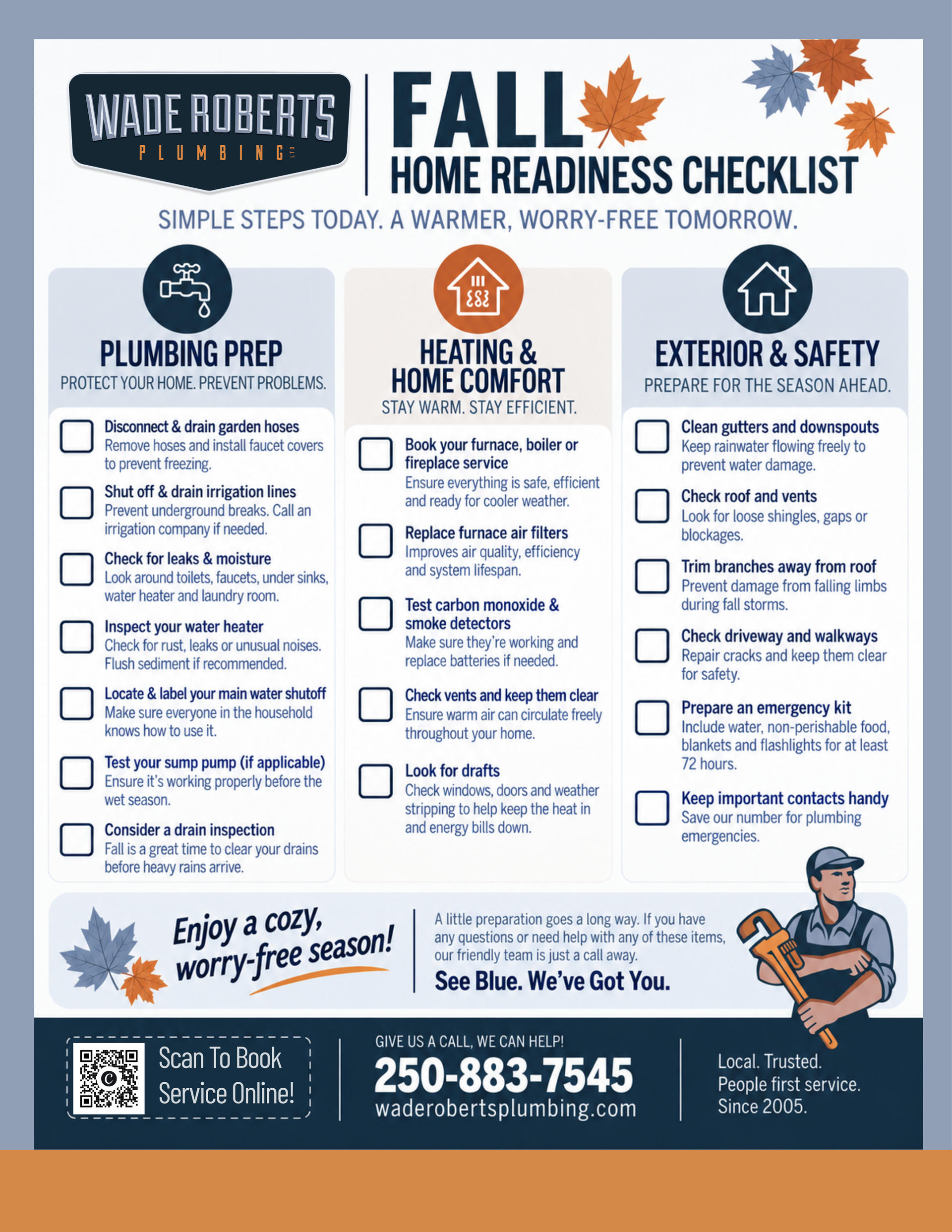 Two winter safety flyers titled “Ready for the Freeze?” with checklist items and a cartoon utility worker