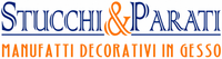 Logo for “Stucchi & Parati” with the tagline “Manufatti Decorativi in Gesso” in blue and orange text