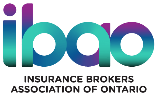 Logo of the Insurance Brokers Association of Ontario (IBAO): Teal and purple gradient letters,