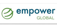 Empower Global logo: Green globe icon with two curved lines,