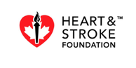 Heart & Stroke Foundation logo: red heart with Canadian maple leaf and torch, with text.