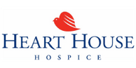 Logo for Heart House Hospice: A red heart-shaped bird above the words