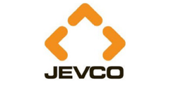 Orange geometric logo with the word JEVCO in black text.