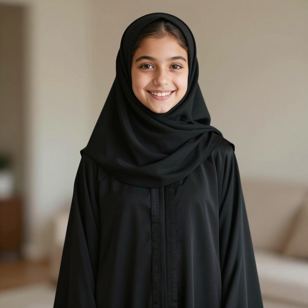CUFF SLEEVES ABAYA WITH DIAMOND KHIMAR SIZES 2 YEARS -14 YEARS