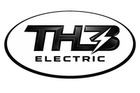 TH3 Electric logo in black inside an oval outline on a white background