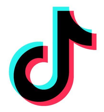TikTok logo: black musical note with blue and red outlines.