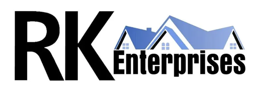 The logo for RK enterprises has a picture of a house on it.