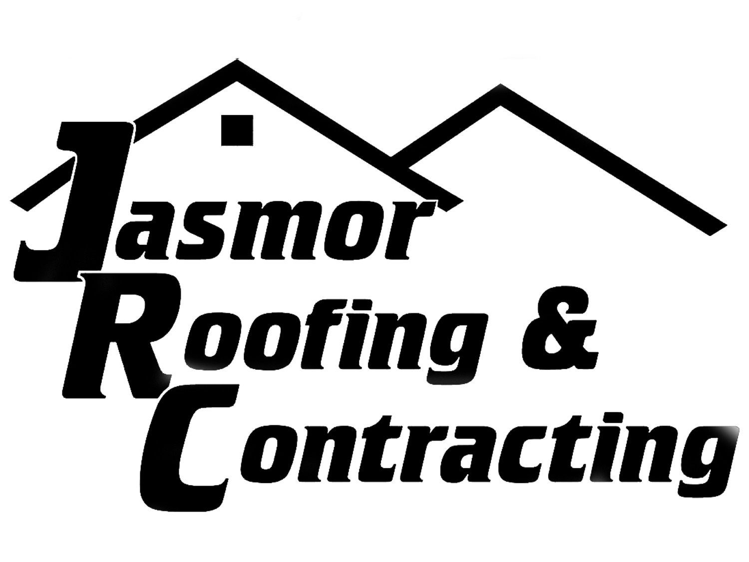 Jasmor Roofing & Contracting logo with black roofline graphic and bold black text on white background