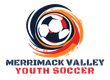 Merrimack Valley Youth Soccer logo with a stylized soccer ball in red, white, navy, and orange