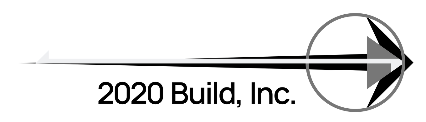 A black and white logo for 2020 build inc.