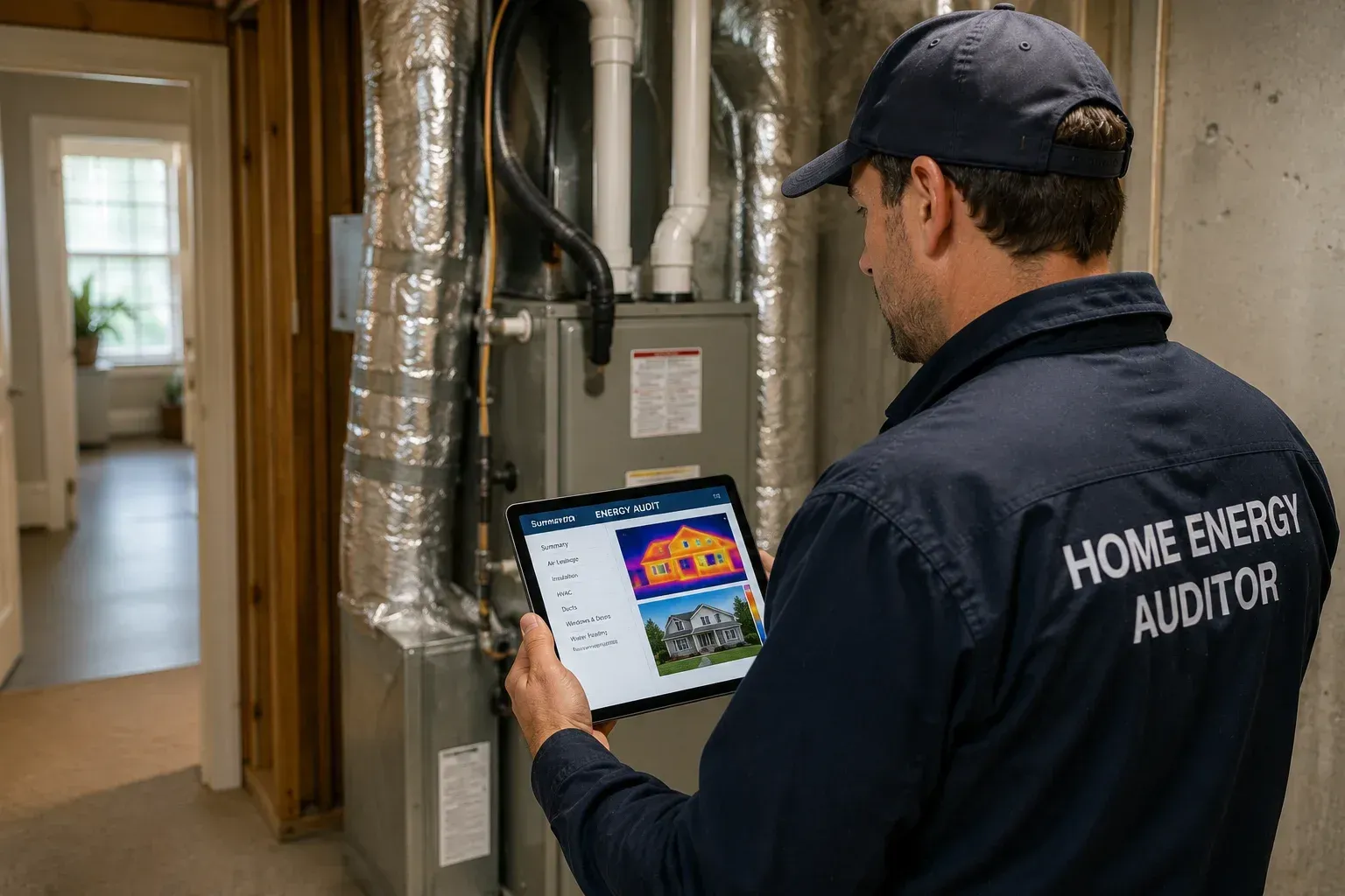 Checking ducts, showing what does a home energy audit check for in Seattle, Washington.
