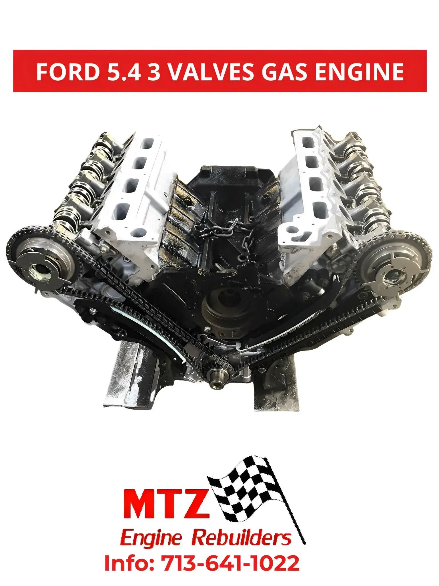 A picture of a ford 5.4 3 valves gas engine