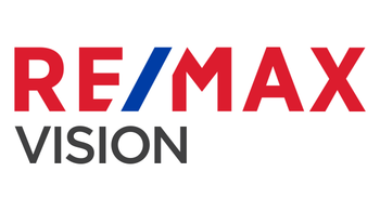 A red , white and blue re / max vision logo on a white background. A red , white and blue re / max vision logo on a white background.