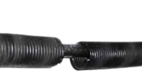 Close-up of a broken garage door torsion spring