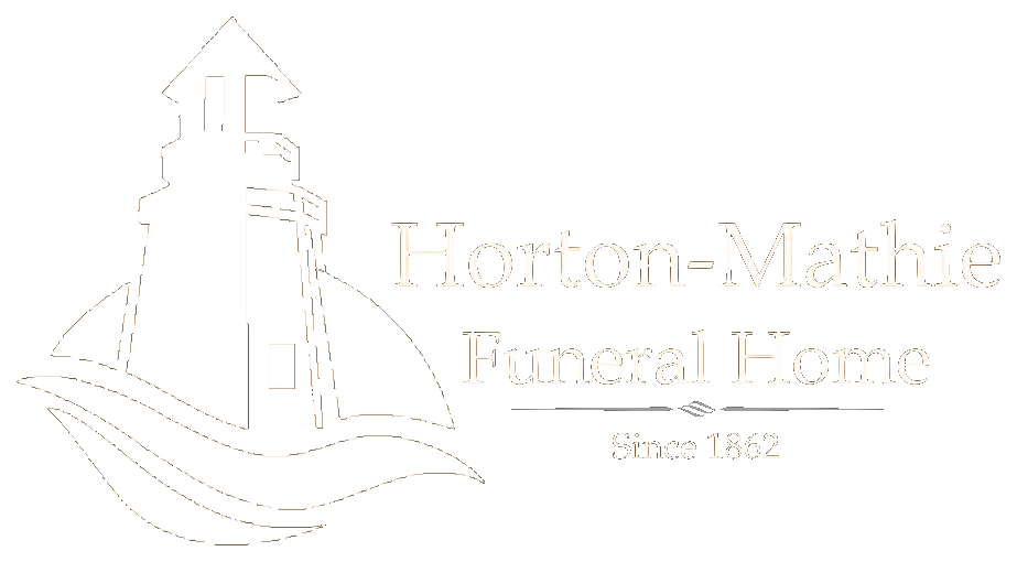 A black and white logo for a funeral home with a lighthouse.
