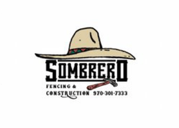 Sombrero Fencing & Construction logo with tan hat and phone number 970-300-7333