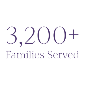 3,200+ families served in purple text.