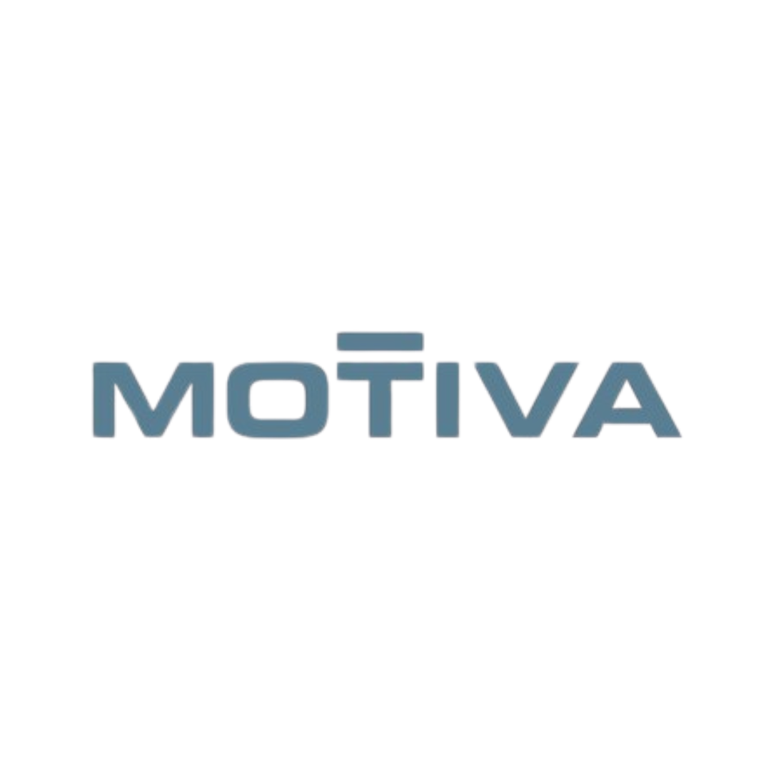 Motiva logo: Teal wordmark with two horizontal lines above the 