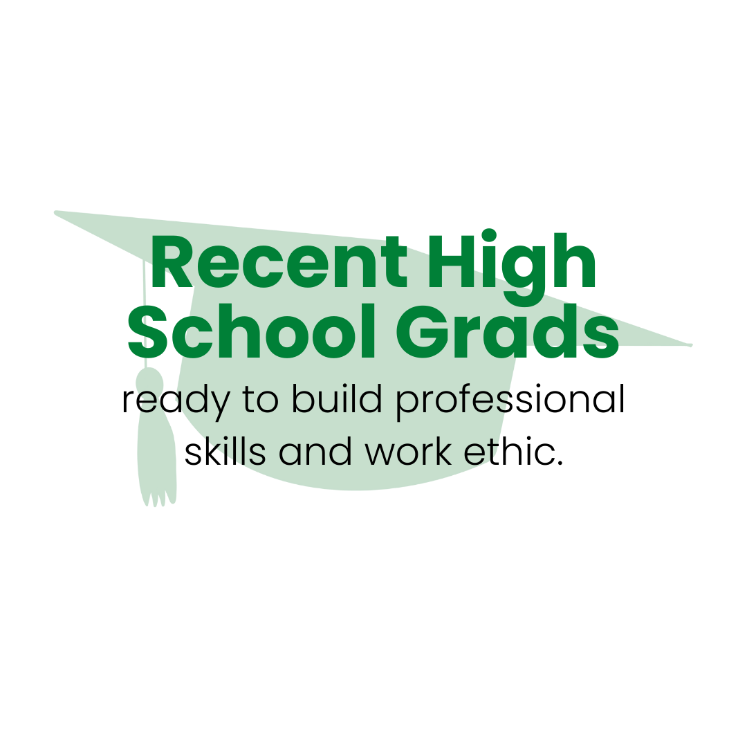 A graduation cap icon in light green with the dark green text: 