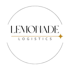 Logo for Lemonade Logistics featuring stylized black text inside a thin circle with a gold horizontal line and star icon.