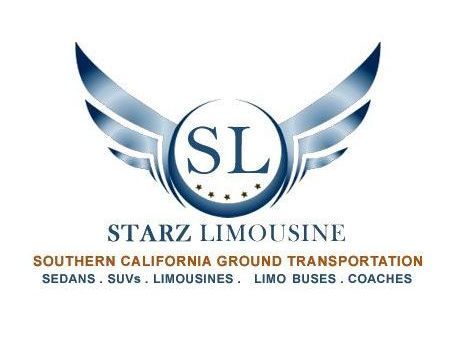 The logo for starz limousine has wings on it