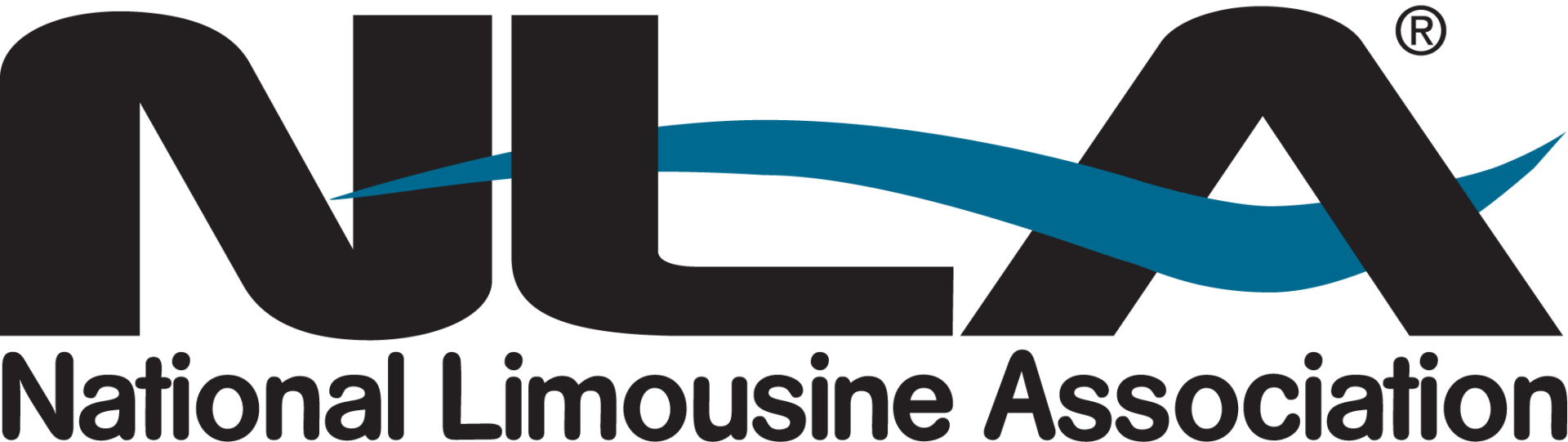 The logo for the national limousine association is black and blue.