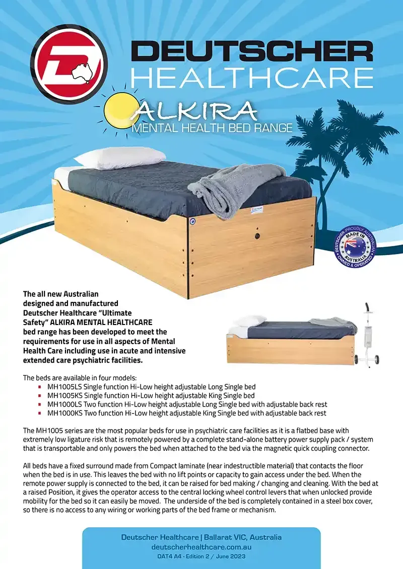 Download Brochure Download the Alkira Bed product brochure from Deutscher Healthcare