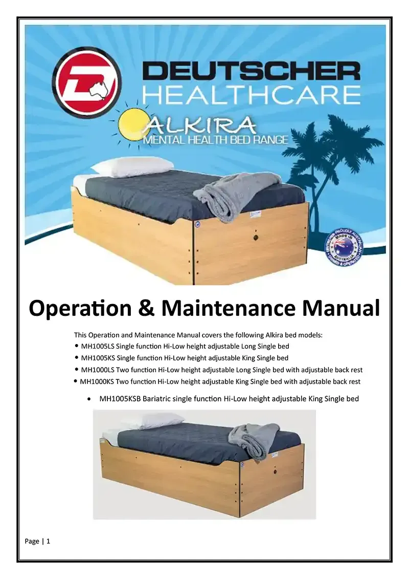 Download Manual Download the Alkira Healthcare Bed product manual from Deutscher Healthcare