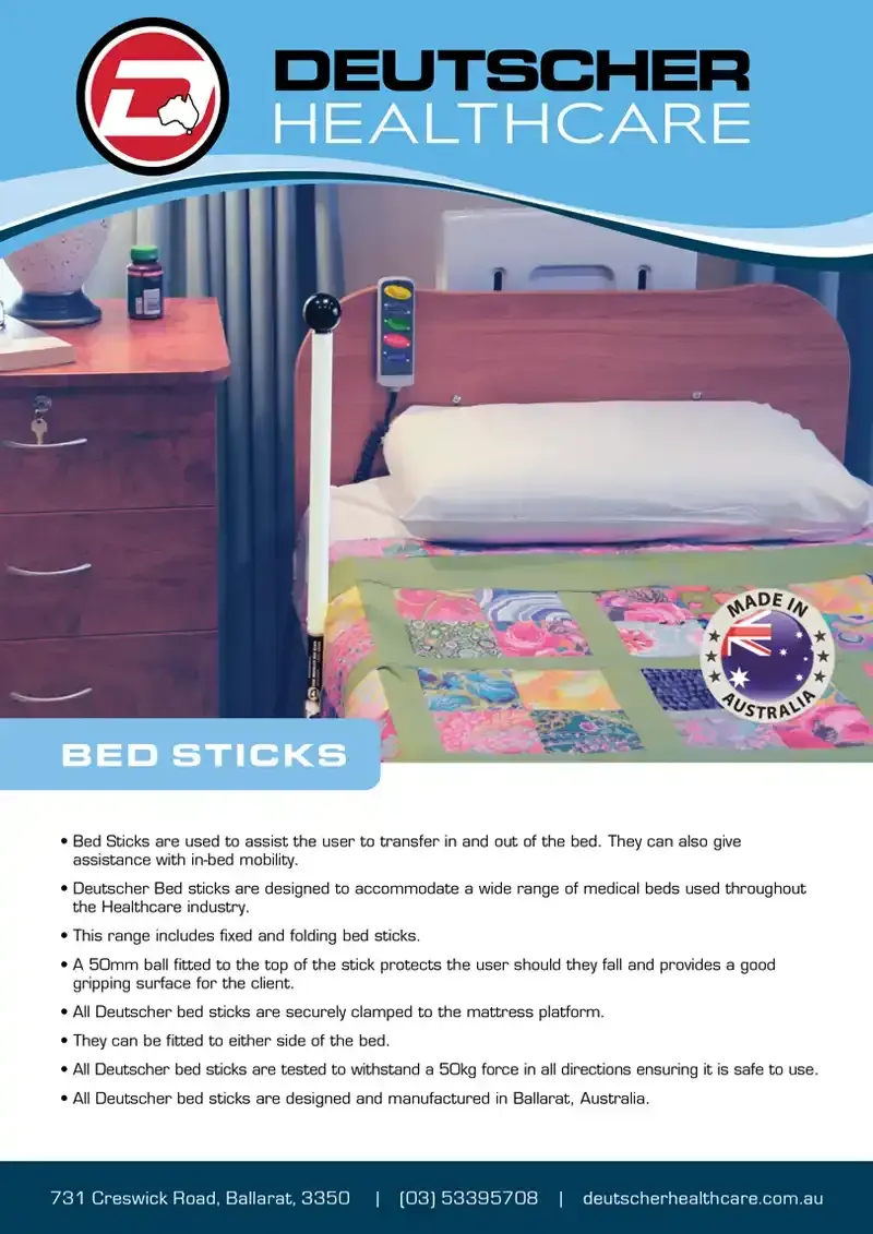Download Brochure Download the Bed Sticks product brochure from Deutscher Healthcare