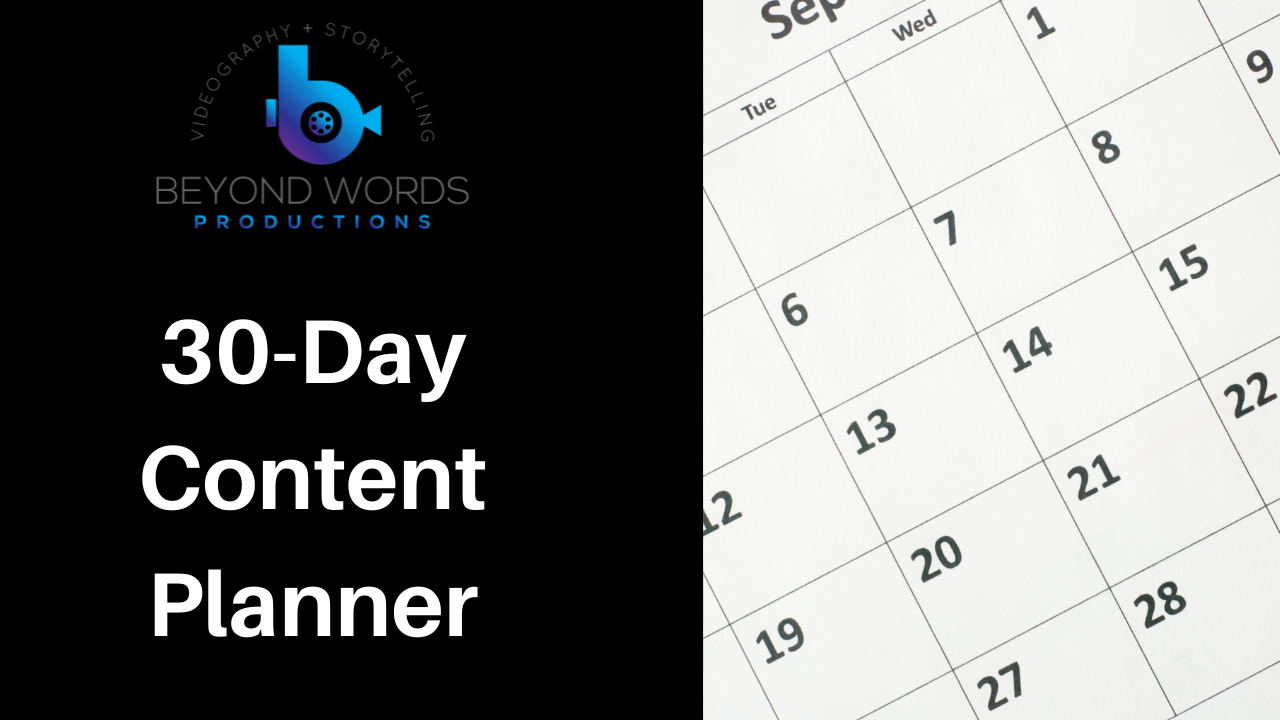 A calendar with the words 30 day content planner on it
