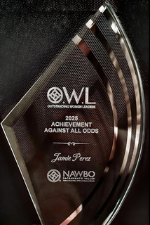 Glass award plaque reading 2028 Achievement Against All Odds, with OWL and NAWBO logos, on a dark background Glass award plaque reading 2028 Achievement Against All Odds, with OWL and NAWBO logos, on a dark background