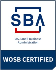 SBA WOSB Certified badge with U.S. Small Business Administration logo in blue and red SBA WOSB Certified badge with U.S. Small Business Administration logo in blue and red