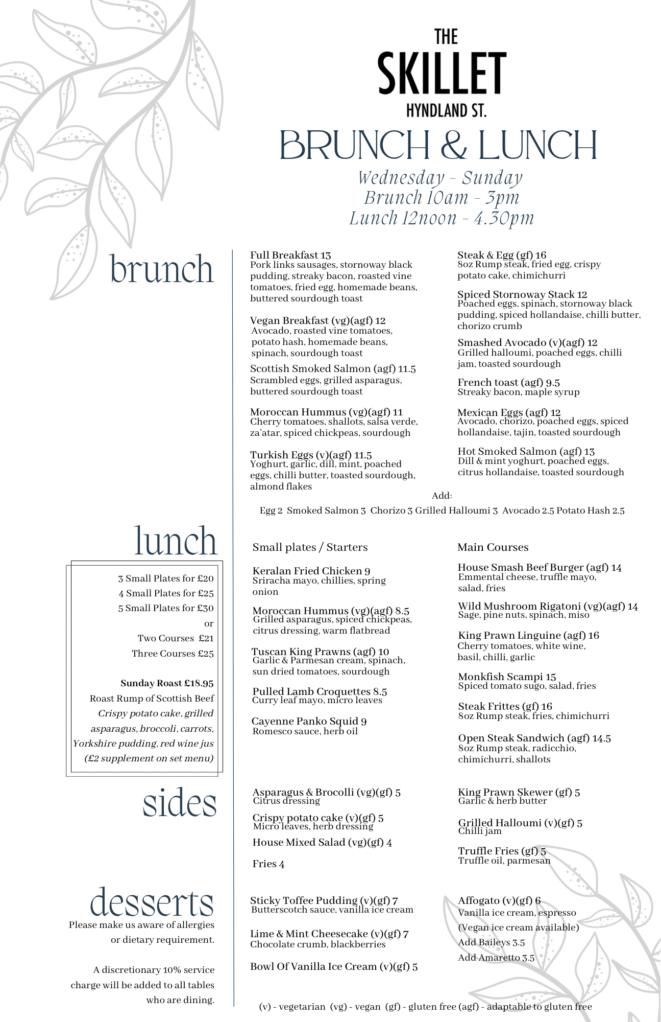 The Skillet Restaurant Glasgow Westend Wine Cocktails Menu