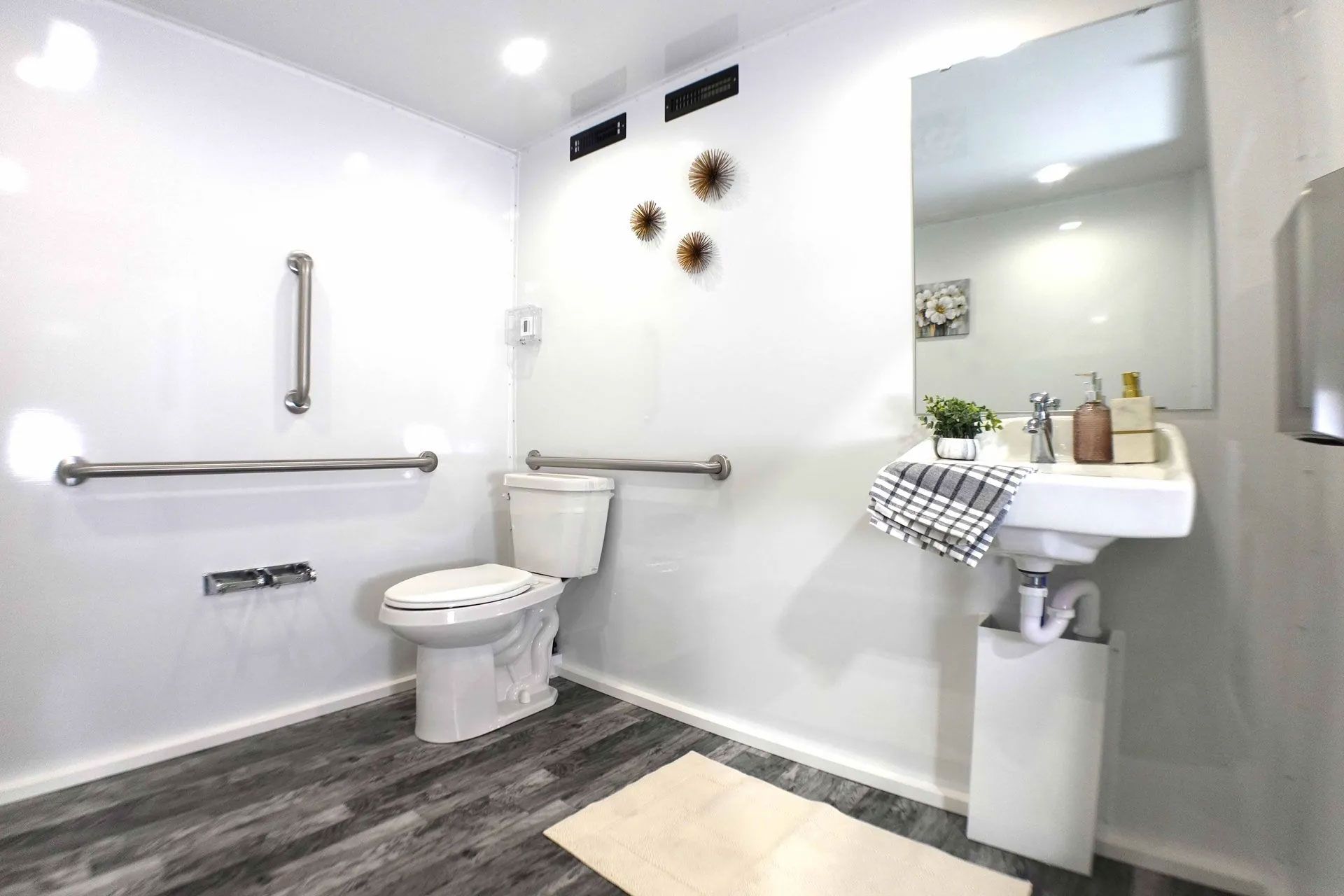 View of a luxury portable restroom.